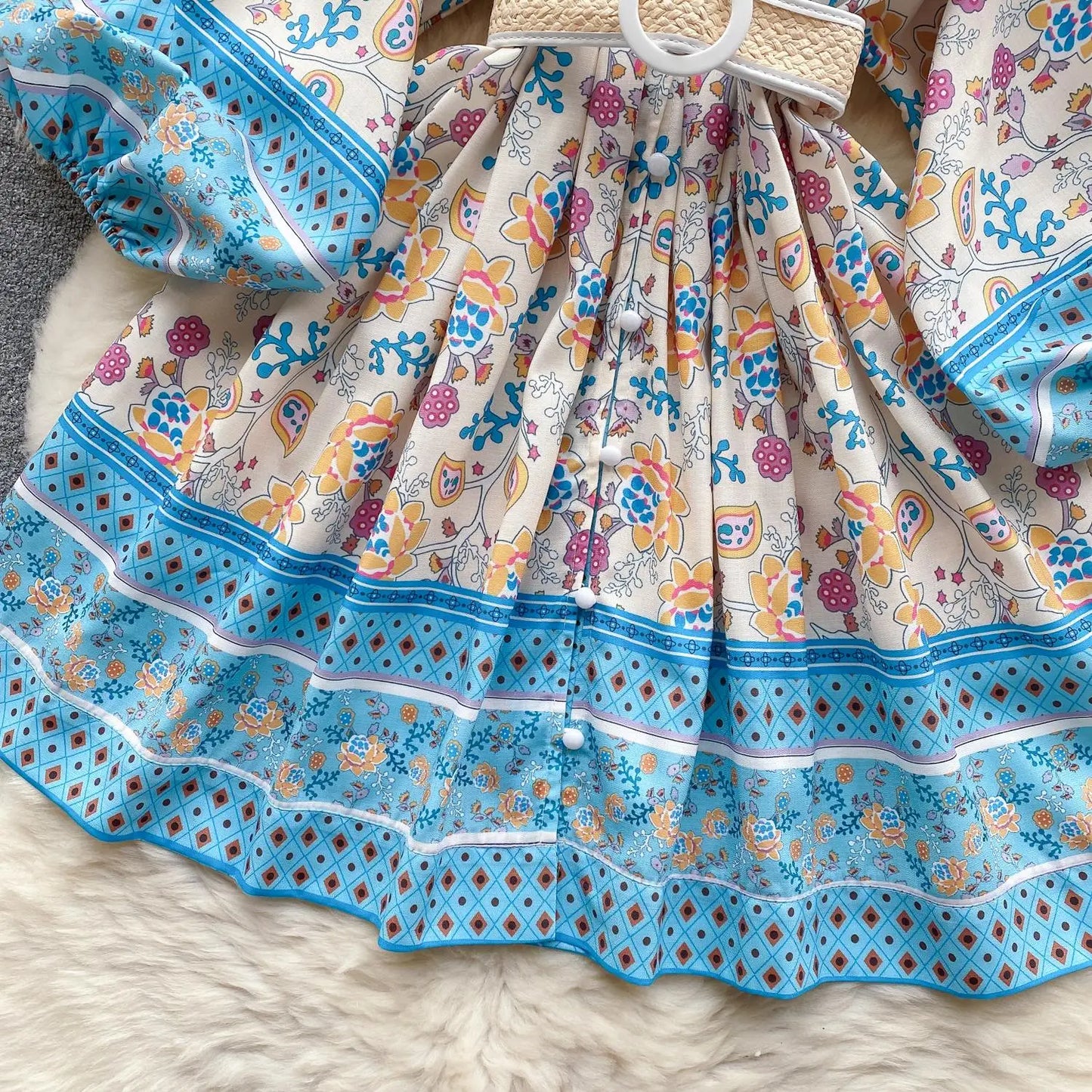 Monika Dress - Blue / Yellow